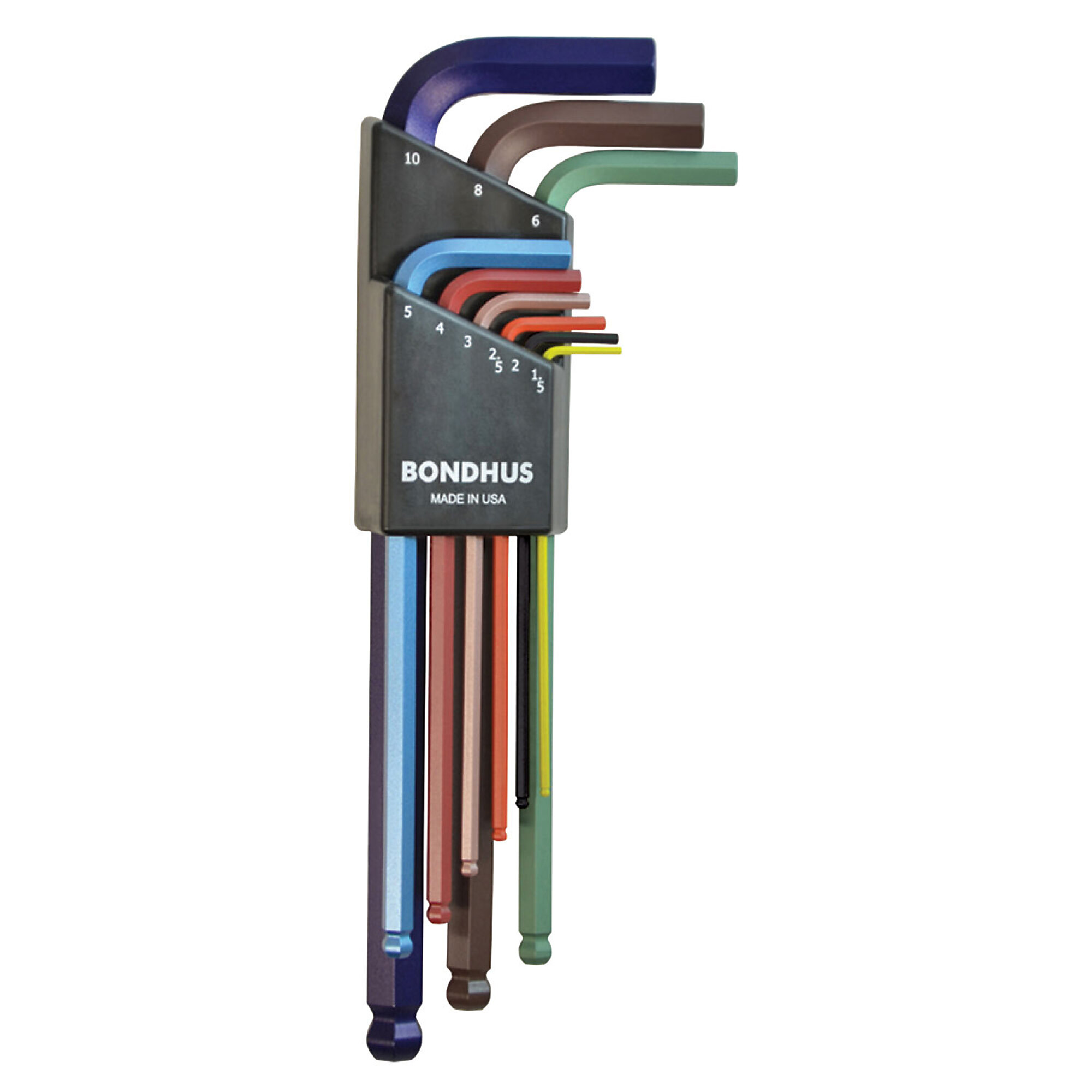 Bondhus Ball End L-wrench Set of 9 with ColorGuard Finish, 1.5-10mm, Model 69499